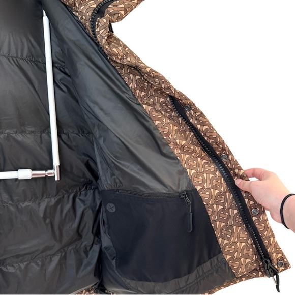 Burberry Monogram Down Puffer Coat Detachable Sleeve Tan Brown XXXL - Picture 5 of 15
